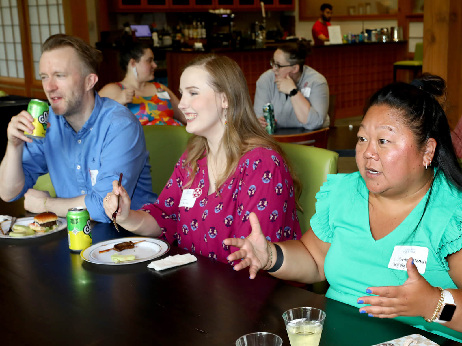 Rockford residents talking at a new resident mixer