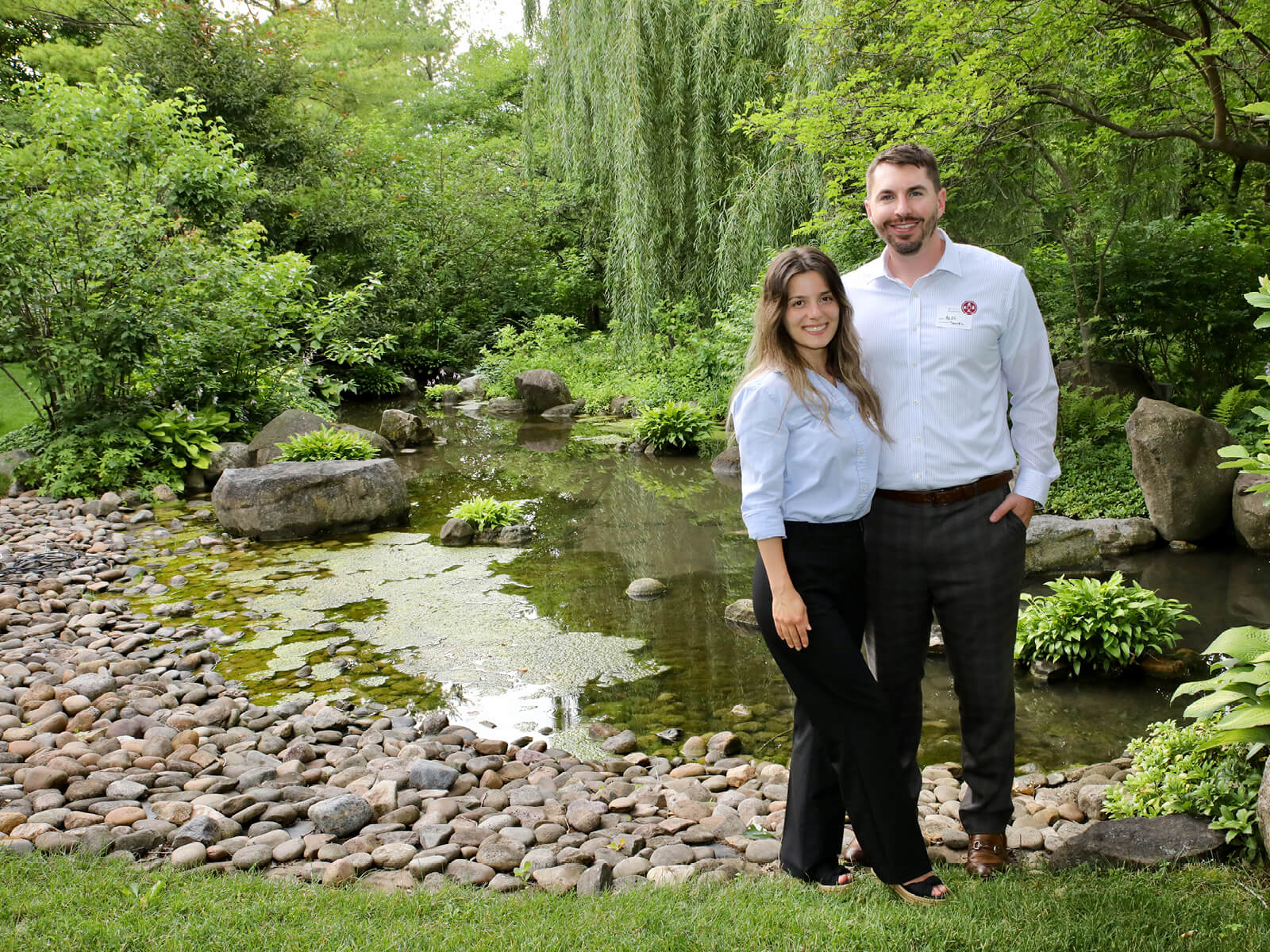 A couple posing at Anderson Japanese Gardens