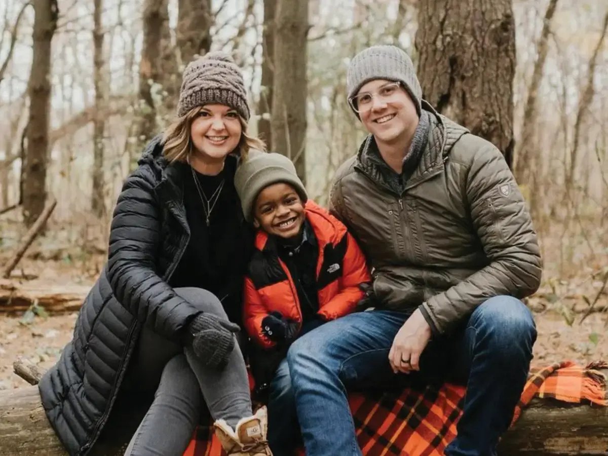A family sitting at Rock Cut State Park